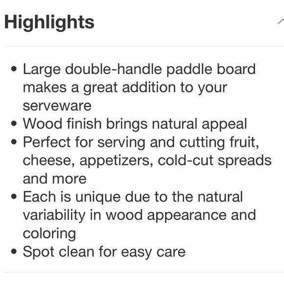 HEARTH & HAND NWT large double handle wood serve board -natural - Picture 5 of 6